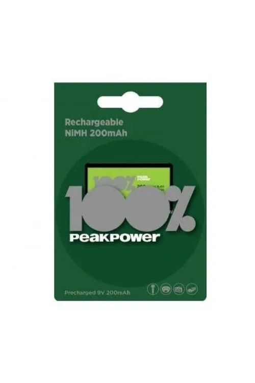 PeakPower 200mAh 9V Şarj Edilebilir Pil