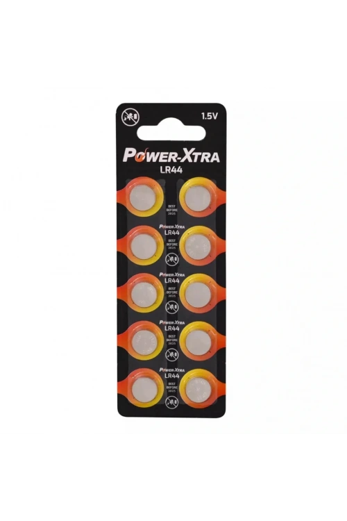 Power-Xtra LR44 1.5V Alkalin Pil 1.5V LR44 Düğme Pil 10lu Kart Paket