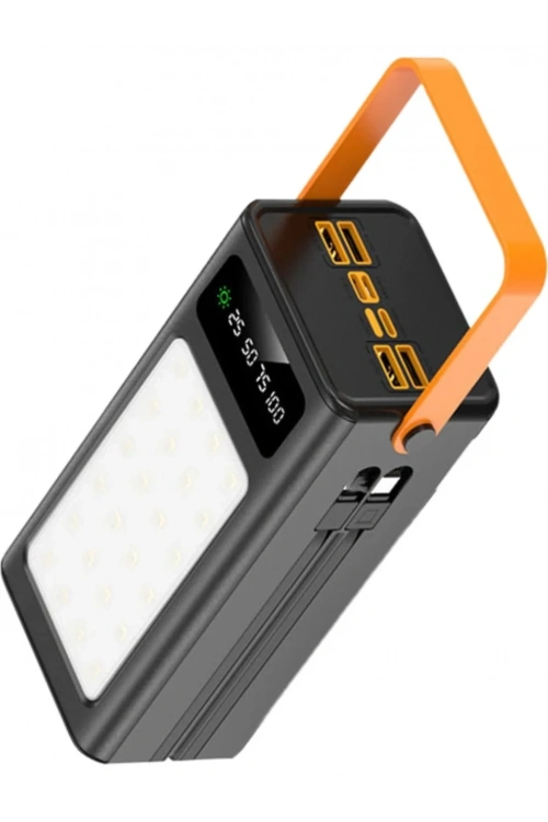 PW-125 Solar Panelli Led Fenerli Dahili Kablolu Powerbank 50.000 mAh