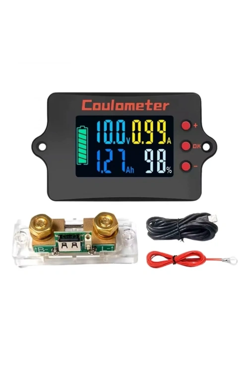 PZEM-037 8-120V 100A Voltmetre Ampermetre - Batarya Kapasite Yöneticisi + 100A Şönt + 2m USB Kablo