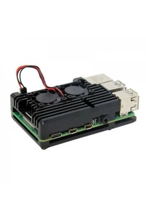 Raspberry Pi 4 Alüminyum Soğutucu Kasa - Çift Fanlı