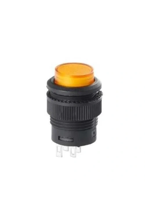RL16-503A 16MM Plastik 4 Pin Anahtarlı Buton Sarı