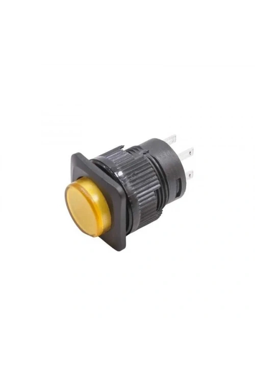 RL16-504A 16MM Plastik 4 Pin Anahtarlı Buton Sarı