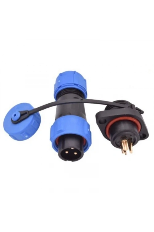 SD13 3 Pin 13mm Su Geçirmez Konnektör Takımı - Flanşlı Panel Tipi