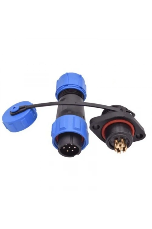 SD13 7 Pin 13mm Su Geçirmez Konnektör Takımı - Flanşlı Panel Tipi