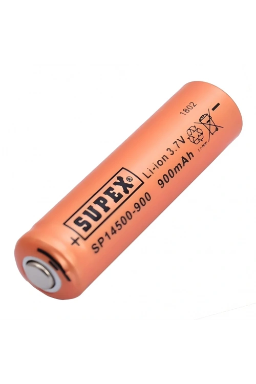 Supex 14500 3.7V 900mAh Li-ion Şarjlı Pil (Başlı)