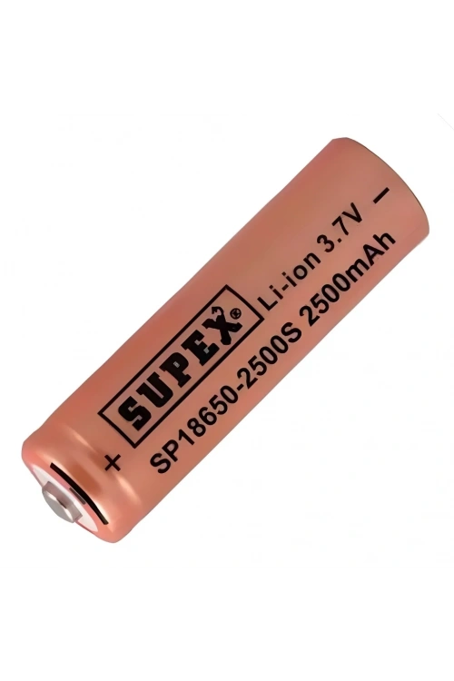 Supex 18650 3.7V 2500mAh Li-ion Şarjlı Pil (Başlı)