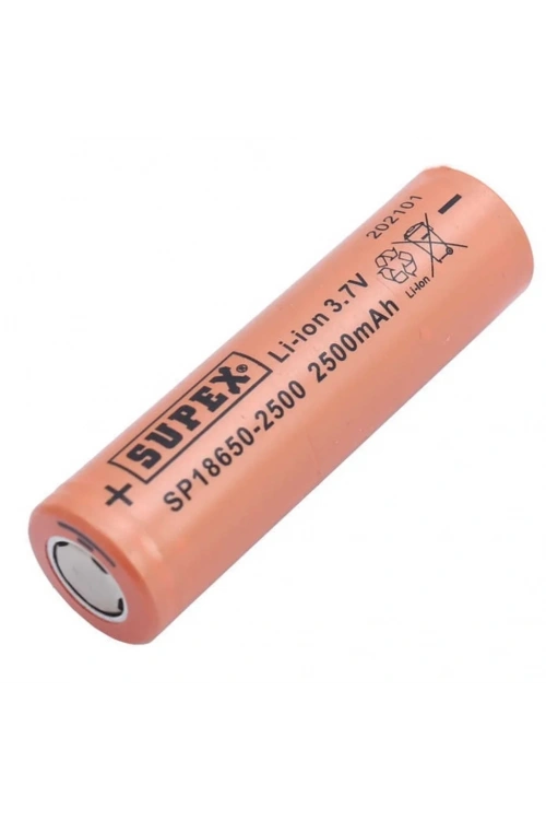Supex 18650 3.7V 2500mAh Li-ion Şarjlı Pil (Başsız)