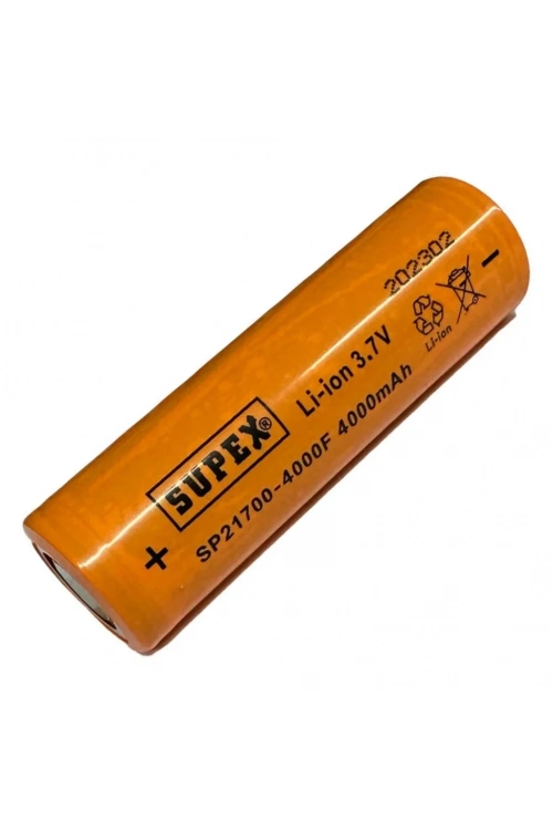 Supex 21700 3.7V 4000mAh Li-ion Şarjlı Pil (Başsız)