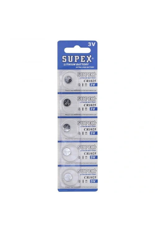 Supex CR1025 3V Lityum Düğme Pil - 5li Kart