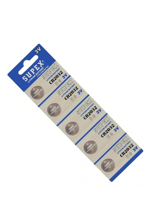 Supex CR2032 3V Lityum Düğme Pil 5li Kart Paket