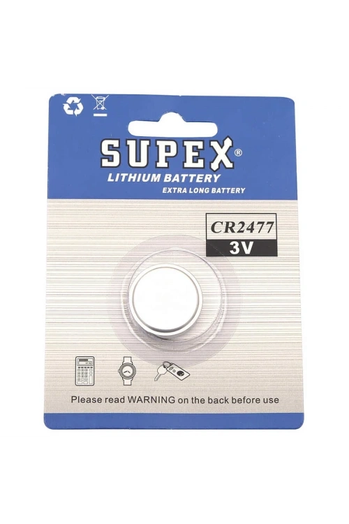 Supex CR2477 3V Lityum Düğme Pil Tekli Kart