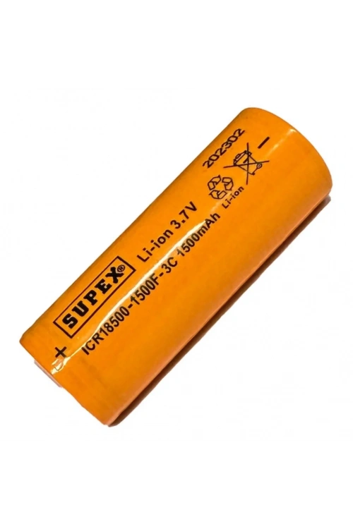 Supex ICR18500 3.7V 1500mAh Li-ion Şarjlı Pil 3C Deşarj Akımı (Başsız)