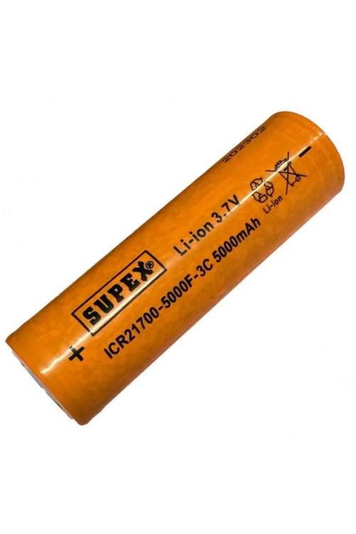 Supex ICR21700 3.7V 5000mAh Li-ion Şarjlı Pil 3C Deşarj Akımı (Başsız)