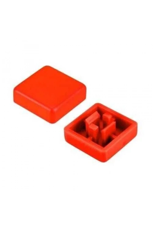 Tact Switch Kapağı Kare Kırmızı - 10x10x5mm