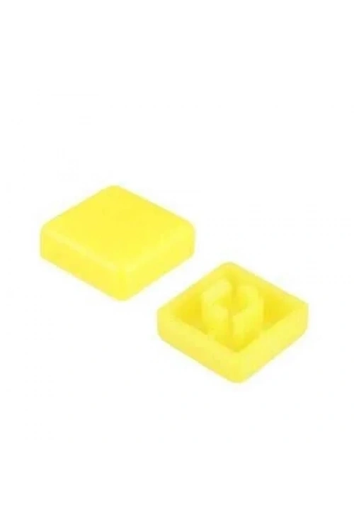 Tact Switch Kapağı Kare Sarı- 10x10x5mm