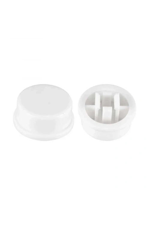 Tact Switch Kapağı Yuvarlak Beyaz - 12x12x7.3mm ile Uyumlu