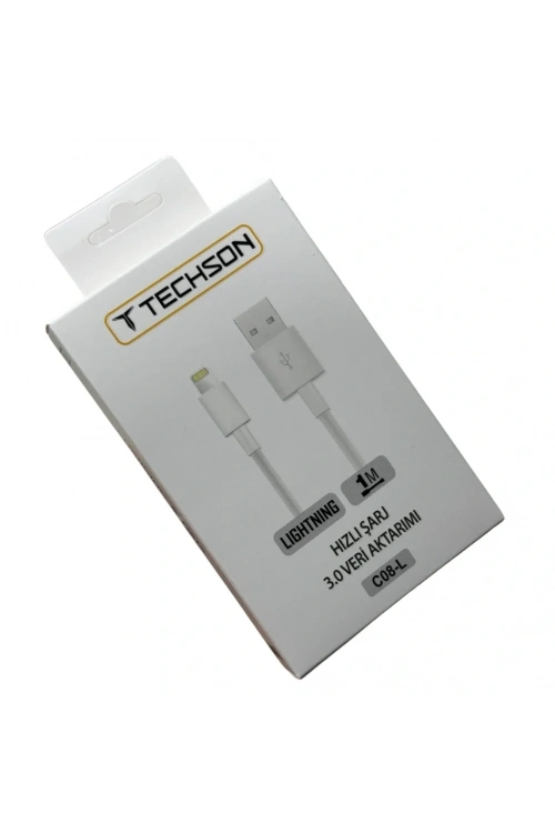TECHSON Lightning 2.4A Hızlı Şarj Kablo USB 3.0 Veri Aktarımı 1m C08-L
