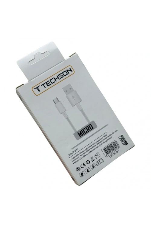 TECHSON Micro USB 2.4A Hızlı Şarj Kablo USB 3.0 Veri Aktarımı 1m C08-M