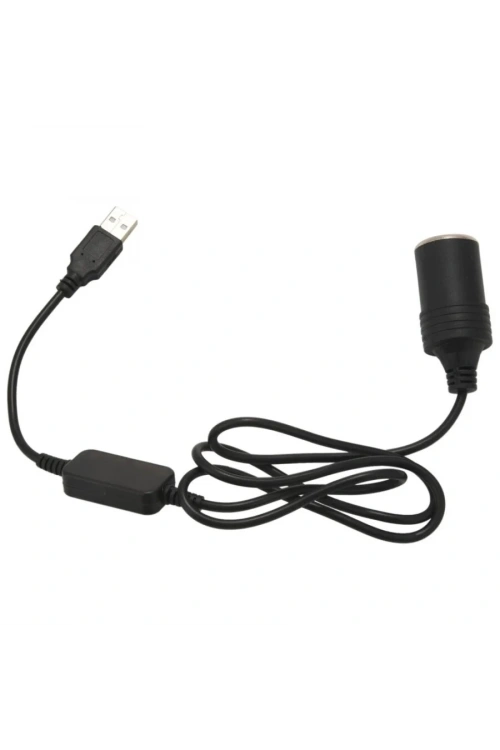 USB 5V - 12V Dişi Araç Çakmak Soketi Dönüştürücü - 1m Kablolu