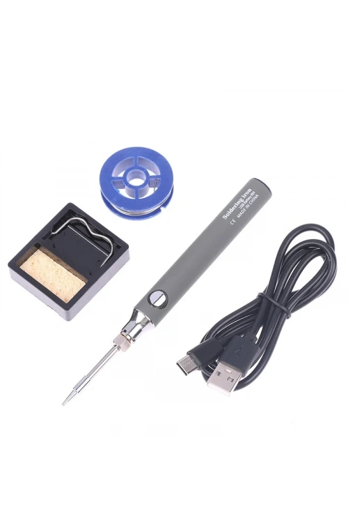 USB 5V 8W USB Gri Kalem Havya Seti - Sıcaklık Ayarlı Mod Seçimli