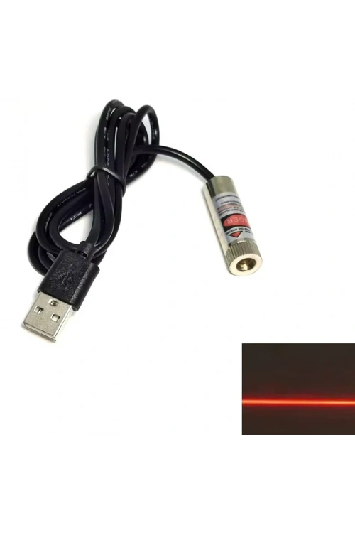 USB Kablolu 650nm Çizgi Lazer Modülü - 5V 5mW Kırmızı Lazer