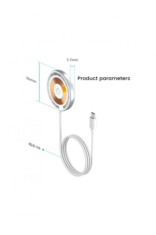 W2 2in1 Transparan 15W Wireless USB-A+C Girişli Kablosuz Şarj Aleti