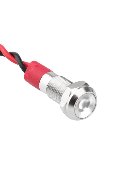 WD06L-P2 6mm 12-24V Kablolu Metal Sinyal Lambası - Beyaz