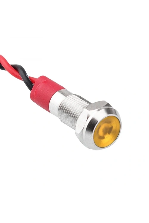 WD06L-P2 6mm 12-24V Kablolu Metal Sinyal Lambası - Sarı
