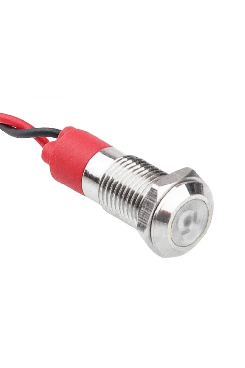 WD08L-P2 8mm 12-24V Kablolu Metal Sinyal Lambası - Beyaz