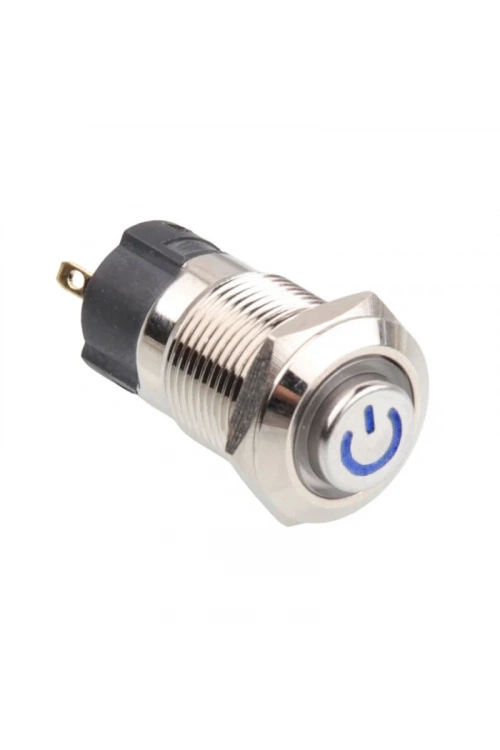 WD12A-G1Z-C 12mm Çıkık Anahtarlı Işıklı Power Metal Buton - Mavi