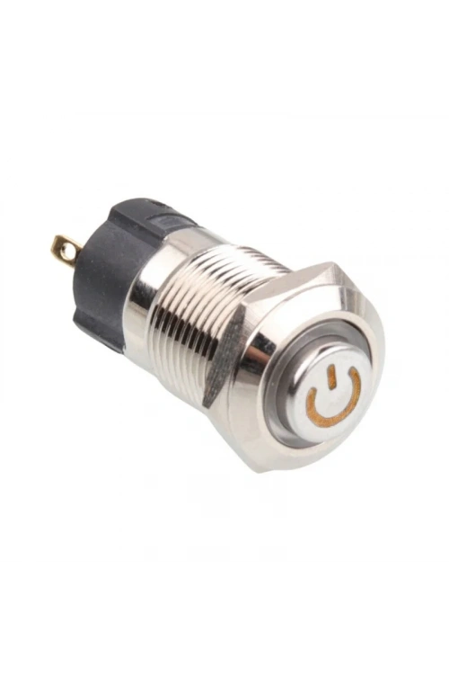 WD12A-G1Z-C 12mm Çıkık Anahtarlı Işıklı Power Metal Buton - Sarı