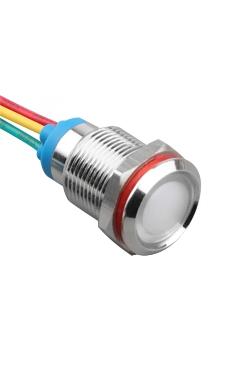 WD12L-P2/RGY- 12mm 12-24V Kablolu Metal Sinyal Lambası - 3 Renk Katot
