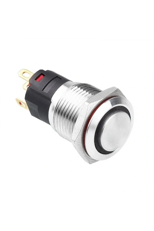 WD16A-G1Z-E 16mm Çıkık Anahtarlı Işıklı Metal Buton - Beyaz