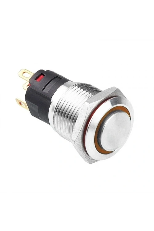 WD16A-G1Z-E 16mm Çıkık Anahtarlı Işıklı Metal Buton - Sarı