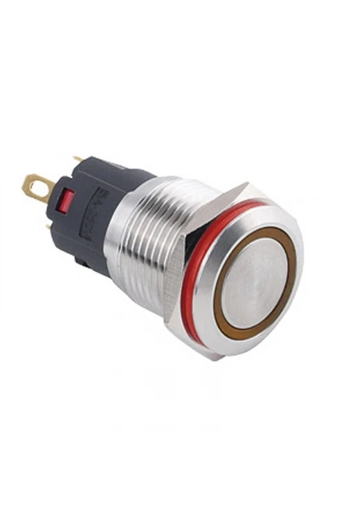 WD16A-P1Z-E 16mm Düz Anahtarlı Işıklı Metal Buton - Sarı