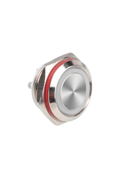 WD16C1-Pin-P1-E 16mm Düz Yaylı Işıklı Metal Buton - Beyaz