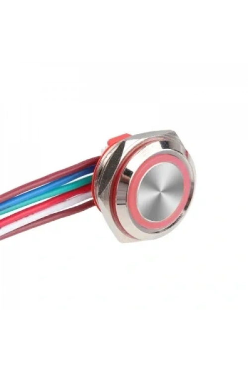 WD16C1-Wired-P1-E 16mm Düz Yaylı Kırmızı Işıklı Metal Buton - Kablolu