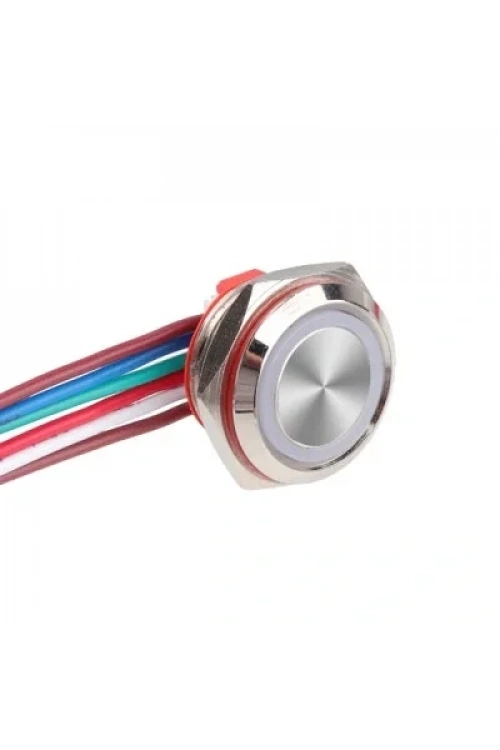 WD16C1-Wired-P1-E 16mm Düz Yaylı RGB Işıklı Metal Buton - Kablolu