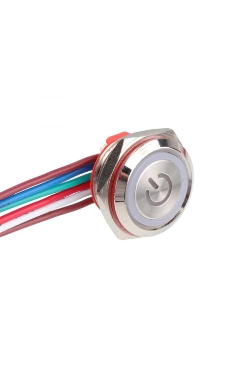 WD16C1-Wired-P1-EC 16mm Düz Yaylı RGB Işıklı Metal Buton - Kablolu