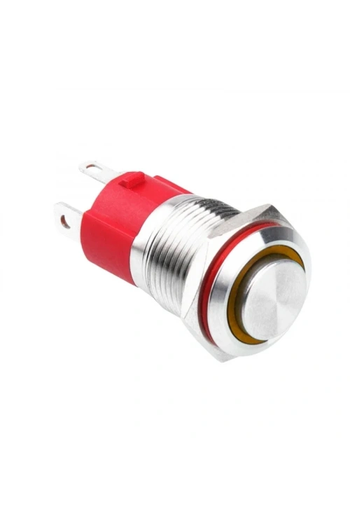 WD16D-G1-E 16mm Çıkık Yaylı Işıklı Metal Buton - Sarı