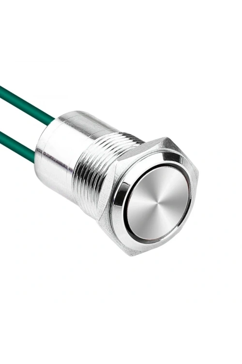 WD16D1-P2 16mm Düz Yaylı Kablolu Metal Buton