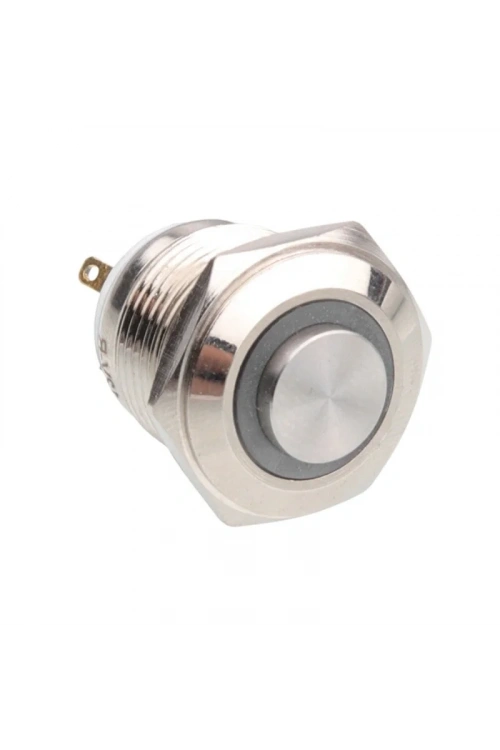 WD16H-G1-E 16mm Çıkık Yaylı Işıklı Metal Buton - Beyaz
