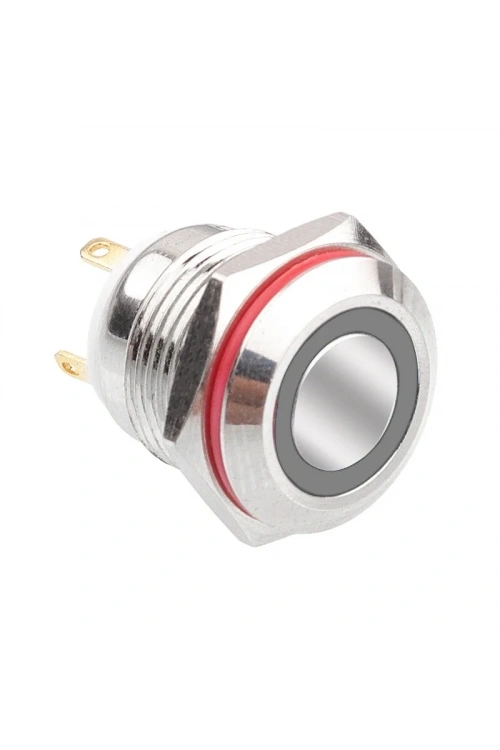 WD16H-P1-E 16mm Düz Yaylı Işıklı Metal Buton - Beyaz