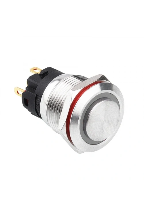 WD19A-G1-E 19mm Çıkık Yaylı Işıklı Metal Buton - Beyaz