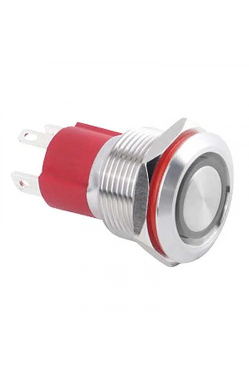 WD19D-P1Z-E 19mm Düz Anahtarlı Işıklı Metal Buton - Beyaz