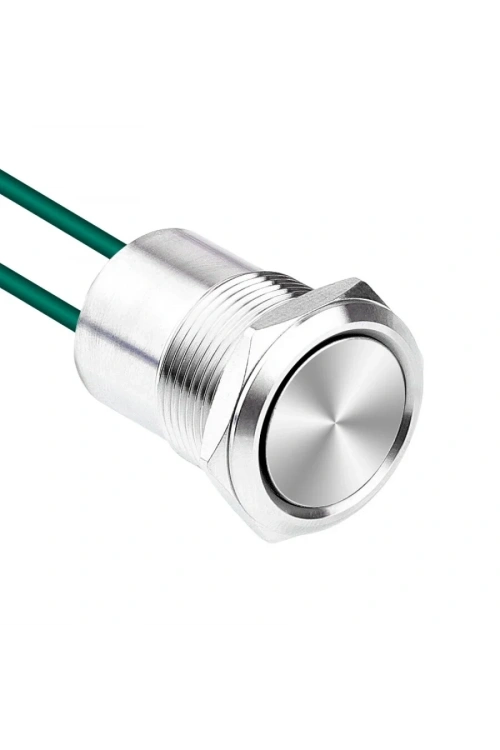 WD19D1-P2 19mm Düz Yaylı Kablolu Metal Buton