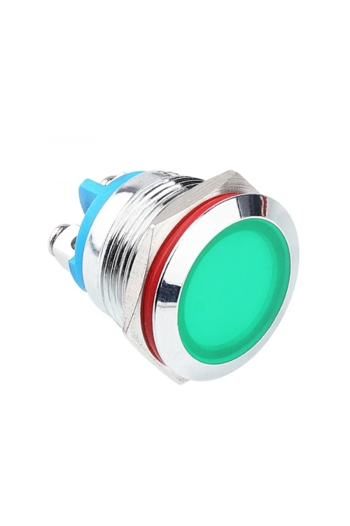 WD19L-P0 19mm 12-24V Metal Sinyal Lambası - Yeşil