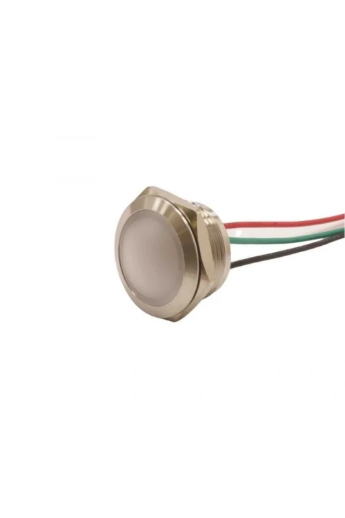 WD19L-P2/RGY- 19mm 12-24V Kablolu Metal Sinyal Lambası - 3 Renk Katot