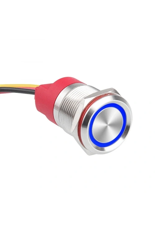 WD19T-P1-E 19mm Dokunmatik Touch Metal Buton - Mavi